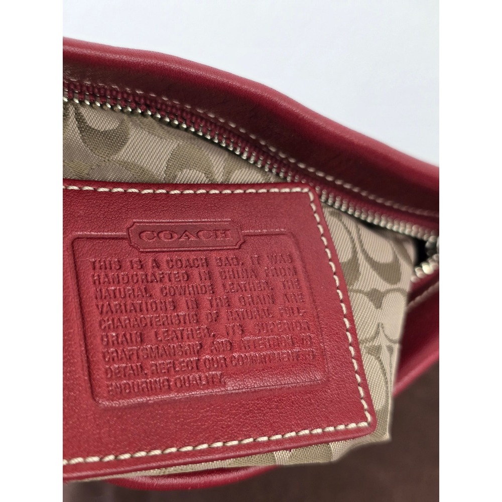 Coach Legacy Demi Mini Hobo Bag Y2K red leather contrast stitching silver-tone - Picture 10 of 15